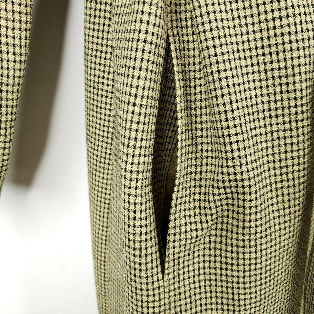 Vintage Eva Polini Full Length Belted Overcoat 10 Beige Black Check Made In USA - Picture 5 of 12